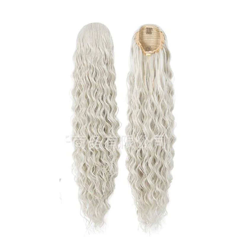 French Curly Hair, Elastic Cap Drawstring Design, Long Hair Synthetic Ponytail Wig, New Hairstyle