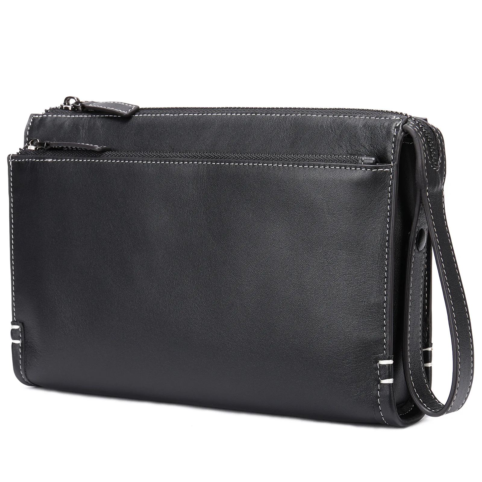 Men's Genuine Cowhide Leather Clutch Bag Business Wrist Pouch Korean Style Phone Holder Hand Wallet for Daily Use