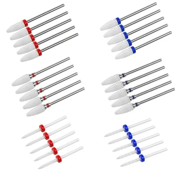 매니큐어 세트용 세라믹 밀링 커터, 네일 드릴 비트 밀, 매니큐어 기계, 페디큐어 도구, 젤 파일 제거용, 3/32 인치, 5 개