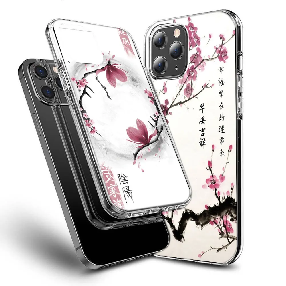 Cherry Blossom Tree Phone Case For Apple Iphone 15+ 14 Plus 16 Pro Max 12 13 Mini 11 Pro X XS Max XR Cover Shell Coque