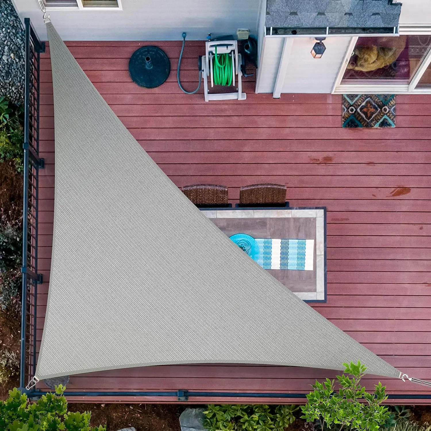 

18' x 18' x 25.5' Grey Right Triangle Sun Shade Sail UPF50+ Canopy Fabric, Water Air Permeable & UV Resistant, Heavy Duty