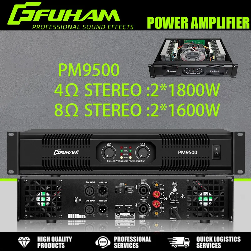 FUHAM PM9500 Power Amplifier 8 Ohm 1600W Audio Amplifier Class H 2-Channel Audio DJ Stage Performance Power Amplifier