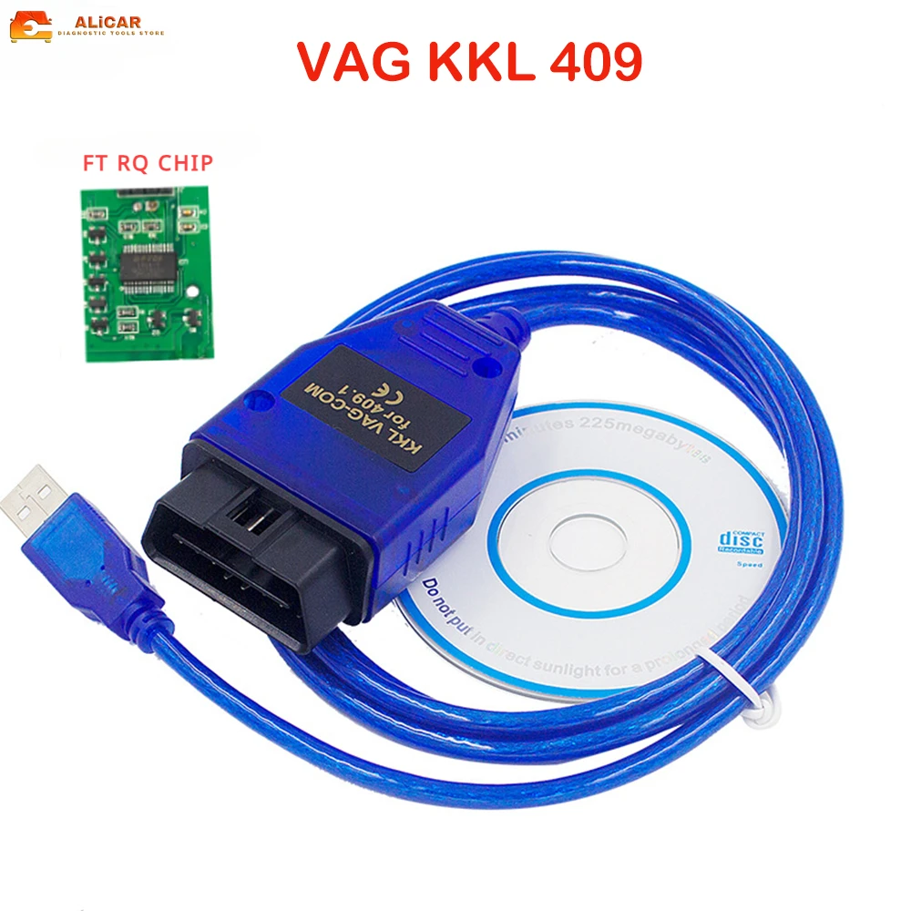 

VAG KKL 409.1 OBD2 Diagnostic Scanner Tool with FTDI FT232RQ Chip - OBDII Code Reader Cables