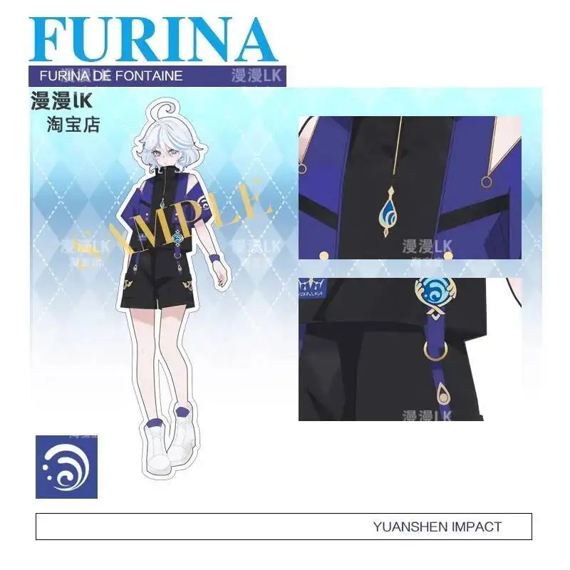 Game Honkai: Star Rail Cosplay Furina Focalors Women Men Summer Uniform Short Sleeved Shorts T-Shirt Student Suit Costumes