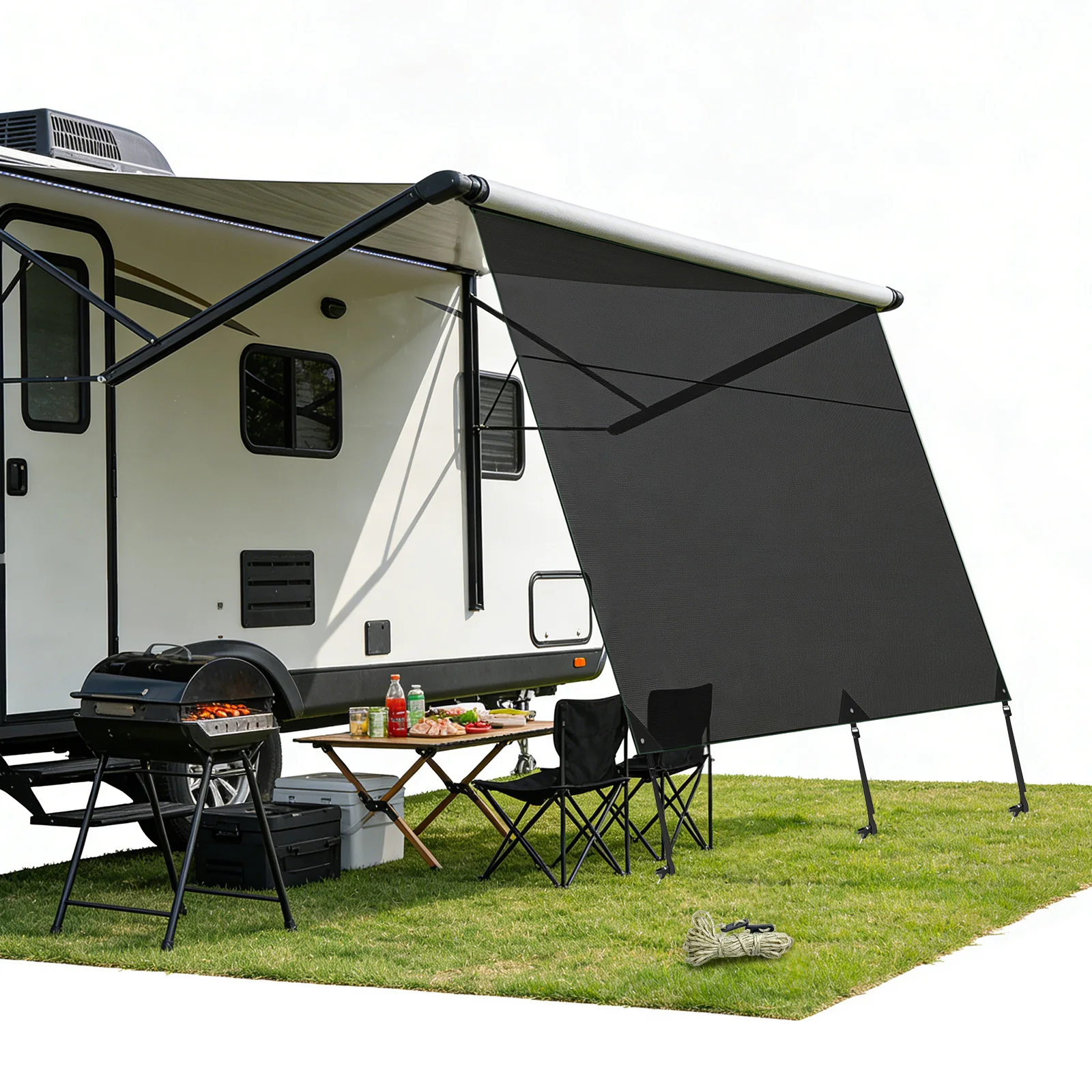 3,3x2m Fledermausförmige Auto-Seitenmarkise mit schwarzer Beschichtung, wasserdichte Camping-Plane für den Außenbereich, schwarz beschichtetes Auto-Heckzelt für SUV und Van