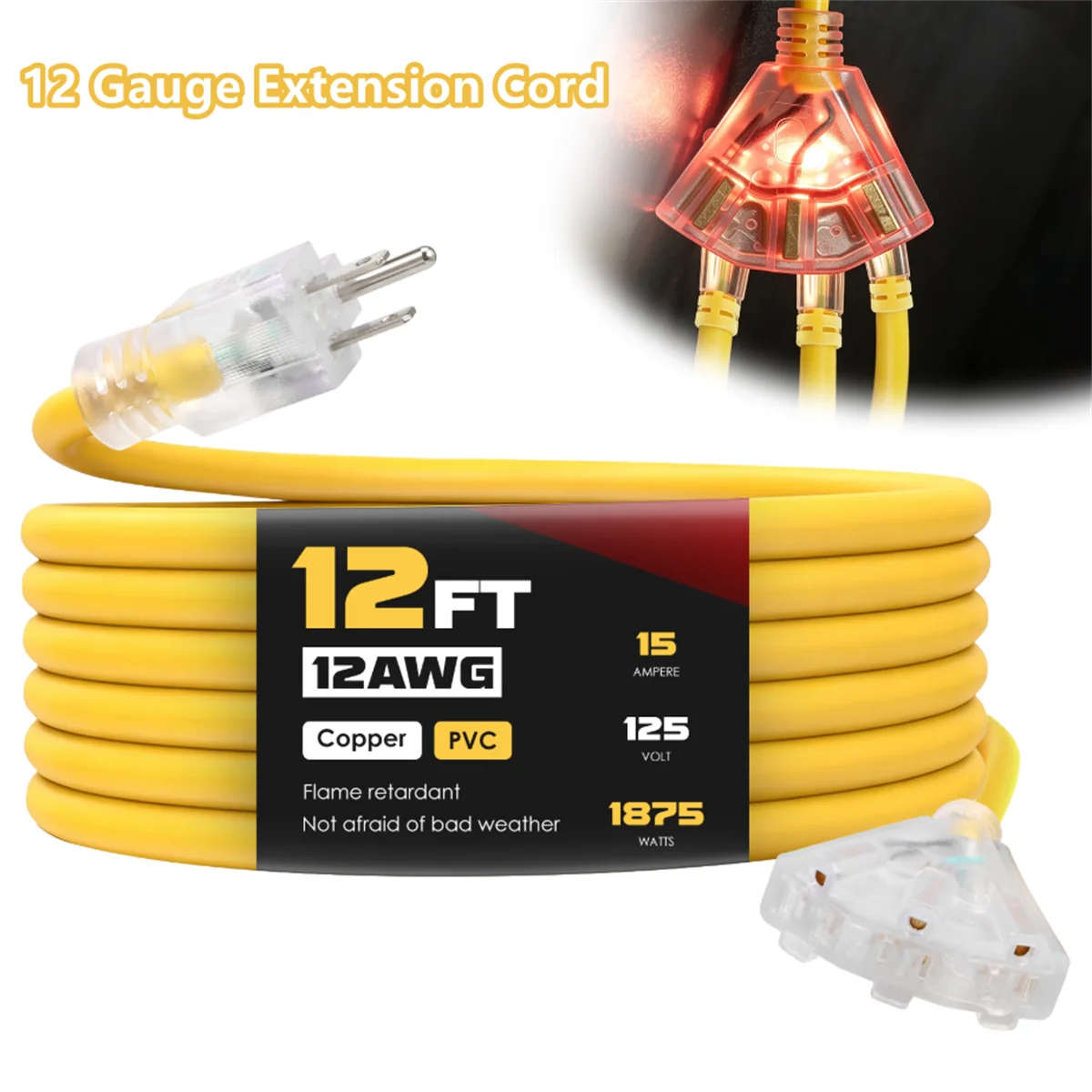 Outdoor Power Outlet Extension - Buitenverlengsnoer Heavy Duty 12 AWG 12