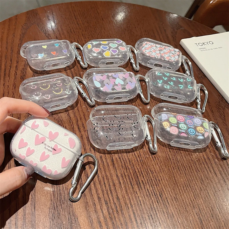 for Apple Airpods Pro 2nd Case Glitter Shiny Cartoon Silicone Cover for Airpods 3 1 2 Girls Colorful Heart Earphone Charging Box