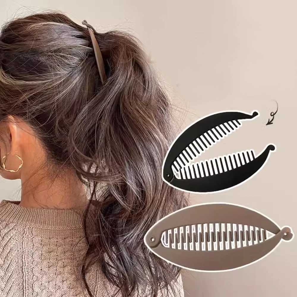 Simple Vertical Clip Frosted Clip For Women Fashion Back Head Vertical Banana Clip Hairpin Temperament High Ponytail Hairpin