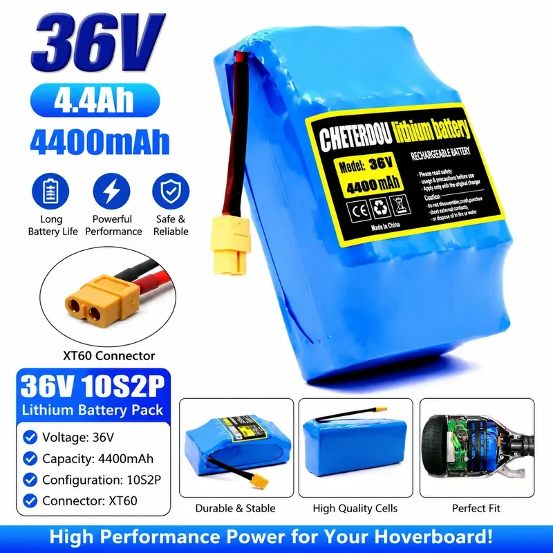 36V 10S2P 4400mAh Lithium Battery Pack for Hoverboard Electric Scooter Twist Car Rechargeable 36V 4.4Ah Replacement Battery