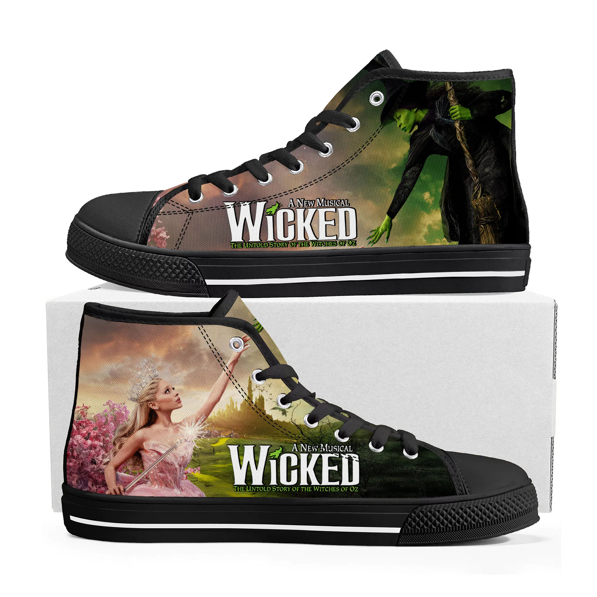 

WICKED He Musical Elphaba The Wicked Witch of the West High Top Sneakers Mens Womens Teenager Canvas Sneaker Customize Shoe