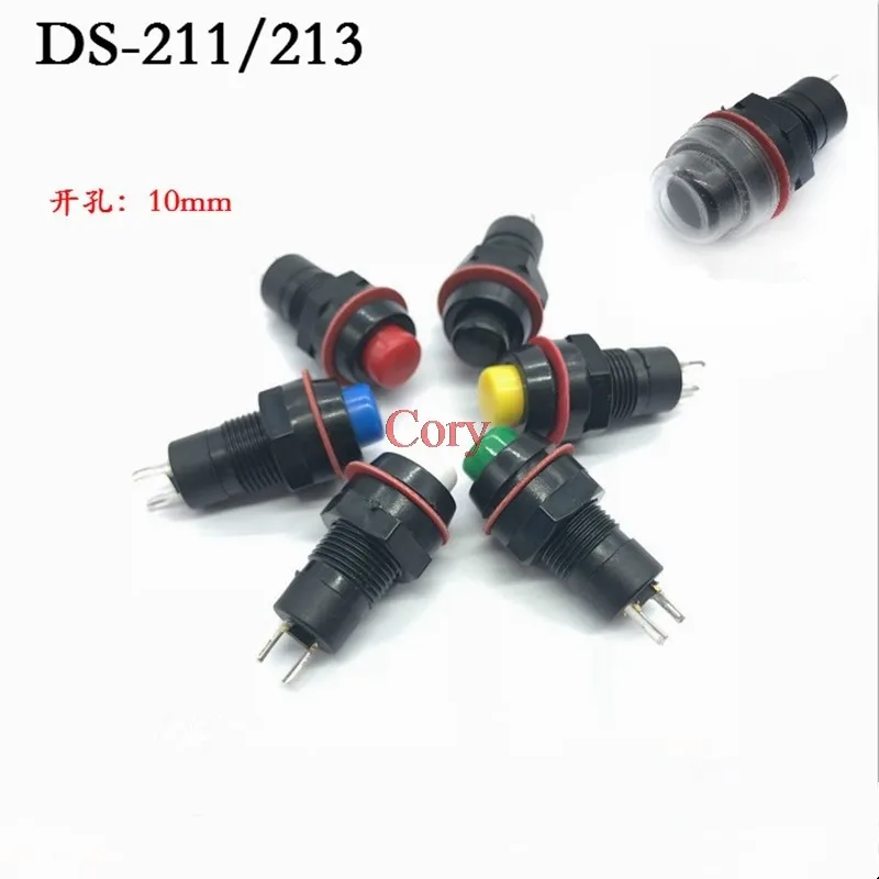 1pcs DS-213 Unlock DS-211 Lock  Push Button Switch 10mm Mounted Momentary/Maintained Locked/Unlocked