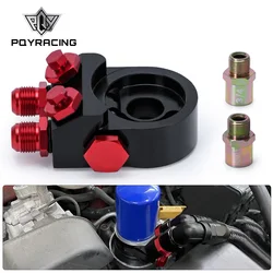 PQY - Aluminum AN10 Oil Filter Sandwich Adapter Oil Cooler Turbo With Thermostat And Fitting 3/4-16 UNF,M20x1.5 PQY6746