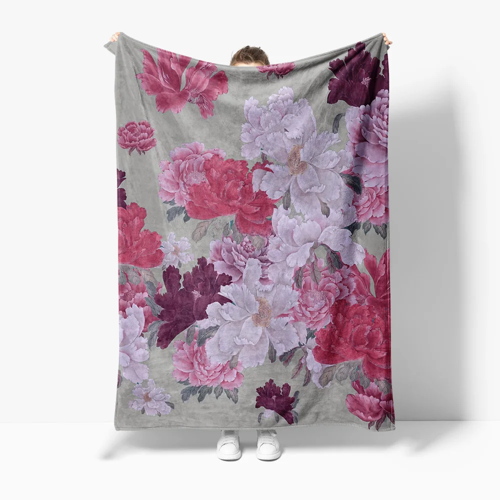 

Флисовое одеяло с цветочным принтом, мягкое теплое одеяло для украшения дивана-кровати, подарок