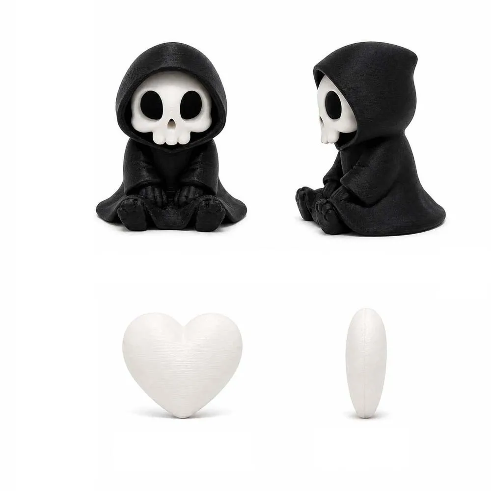 Spooky Car Decor PLA Skeleton Figurine Cute Chibi Grim Reaper Lightweight Black Halloween Miniature Teens
