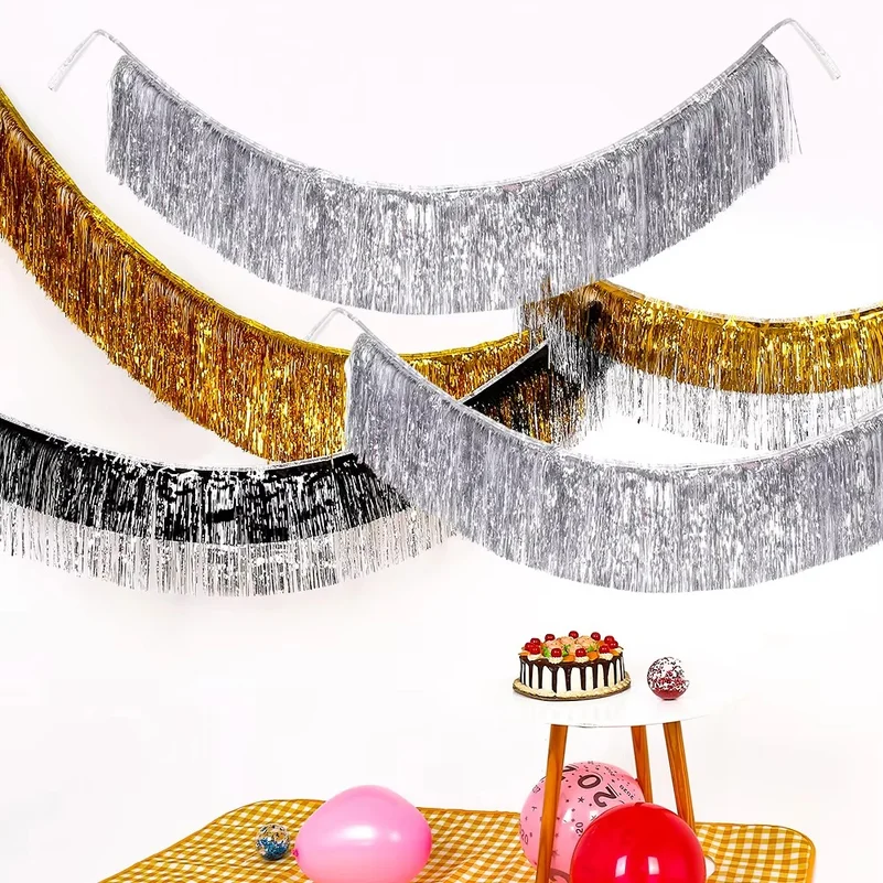 10個入り、高級感のある箔加工のフリンジ装飾ガーランド、長さ - Tinsel Garland Decoration のレビューと価格