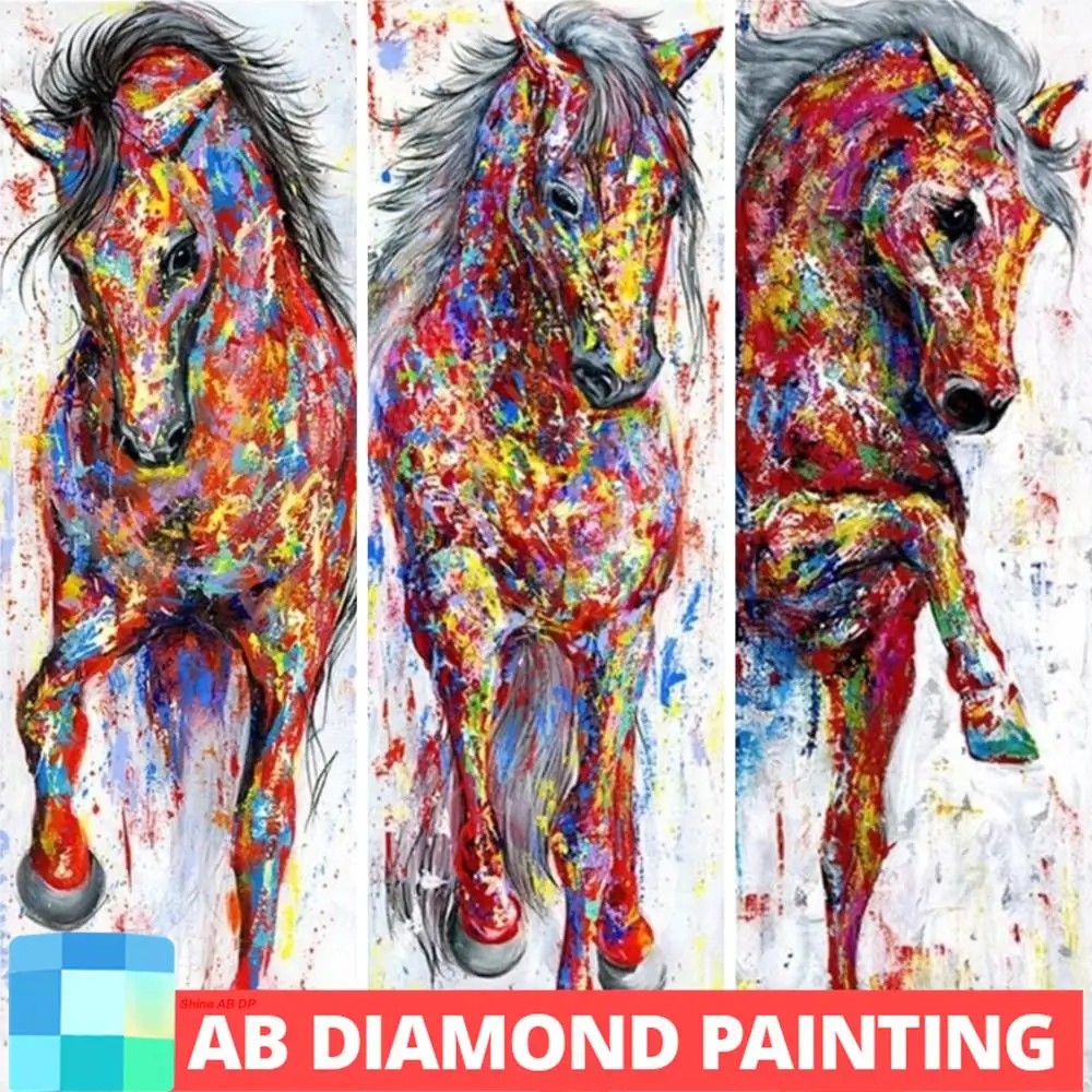 

5D Northern Lights AB Diamond Painting Watercolour Horses Animals Embroidery Full Square Round Stitch Rhinestone Painting Gift