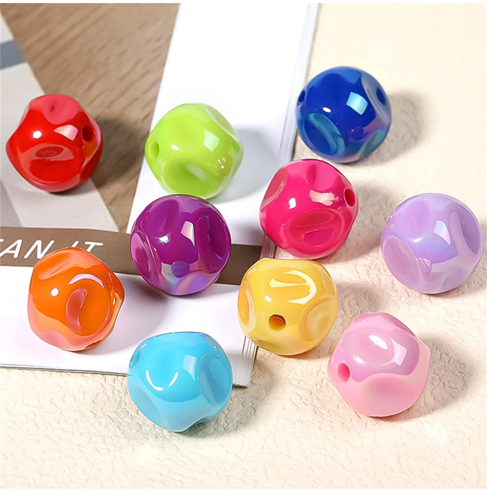 Shiny Color 16mm Colorful Necklace Bracelet Diy Cute Girl Fashion Beads Accessories Beads Diy Beaded Material Beads.