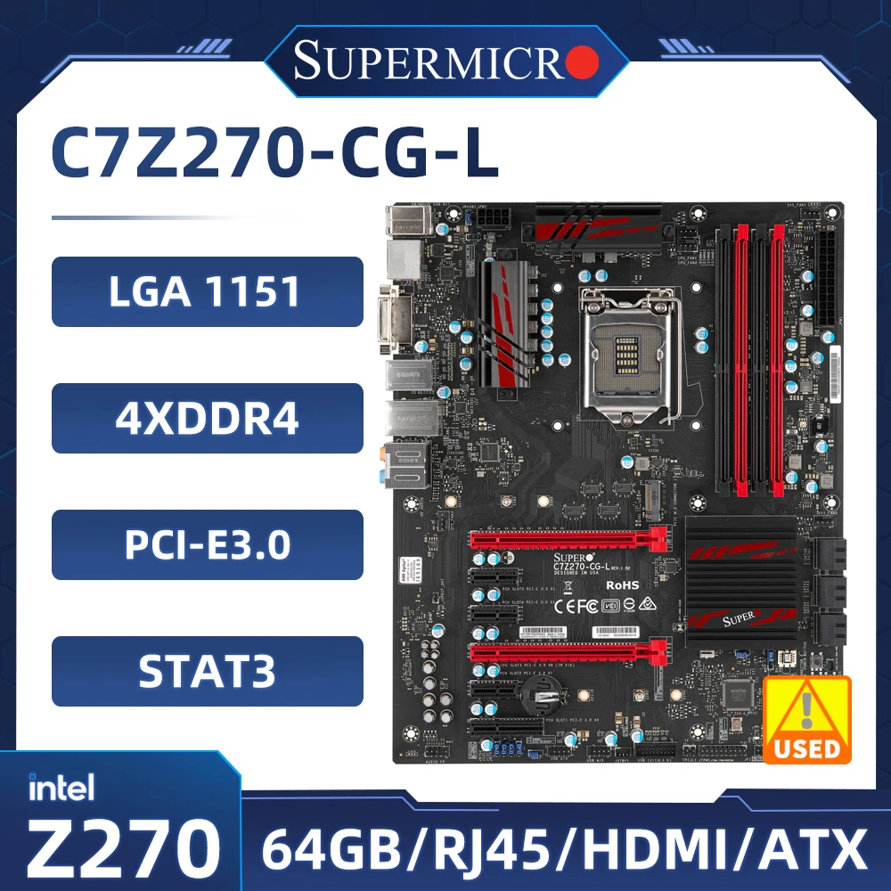 

Supermicro Intel Z270 Motherboard C7Z270-CG-L Motherboard DDR4 2800(OC) 64GB ATX support i3-7100 i5-6500 i5-7600 i7-7700 G4560T