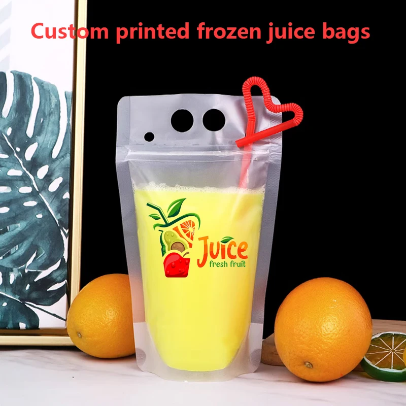 Frosted Plastic Drinking Bags, Portable Pouches, Beverage Bag, Fruit Juice, Milk Tea Wedding Party, Customized Logo