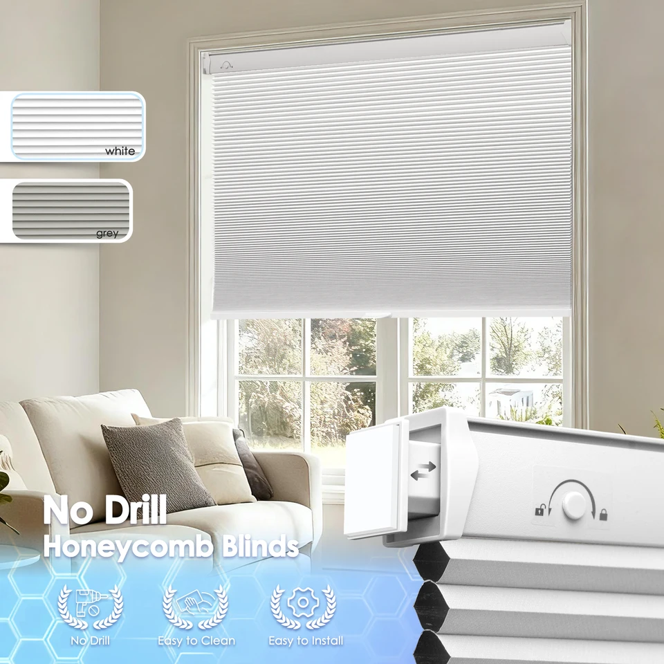 No Drill Cordless Blackout Honeycomb Shades