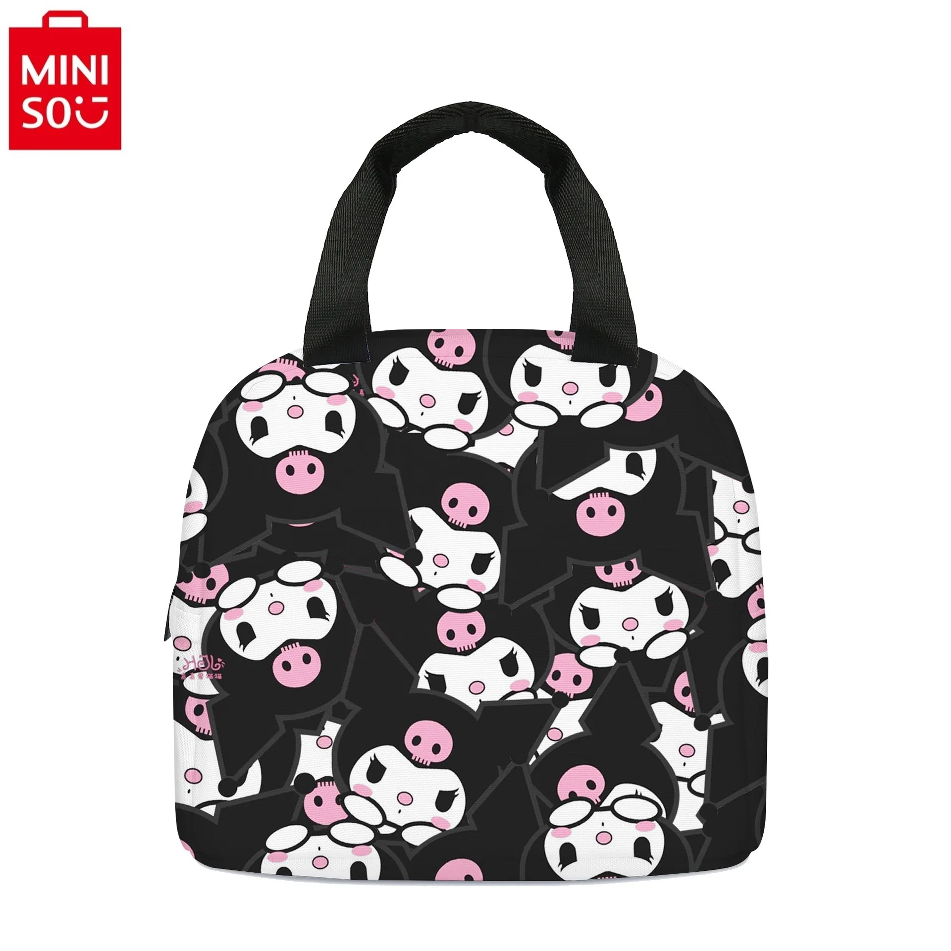 MINISO Sanrio Cartoon Kuromi Anime Student Book Women's Simple Large Capacity Versatile Lunch Storage Shoulder Bag