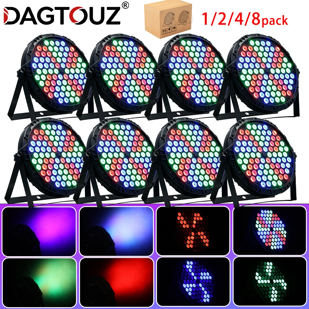 DAGTOUZ 1 2 4 8PCS 84 LED RGB Stage Light Disco Light Sound DMX512 Par Light For Party Bar Club Wedding DJ Show Home Stage Light