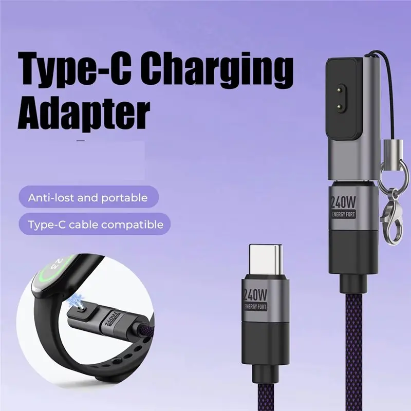 N82R For Band 10/9/8 For Redmi Watch 5/4 Compatible 2Pcs Type-C Charging Adapters USB C Cable Portable Charge Converter P
