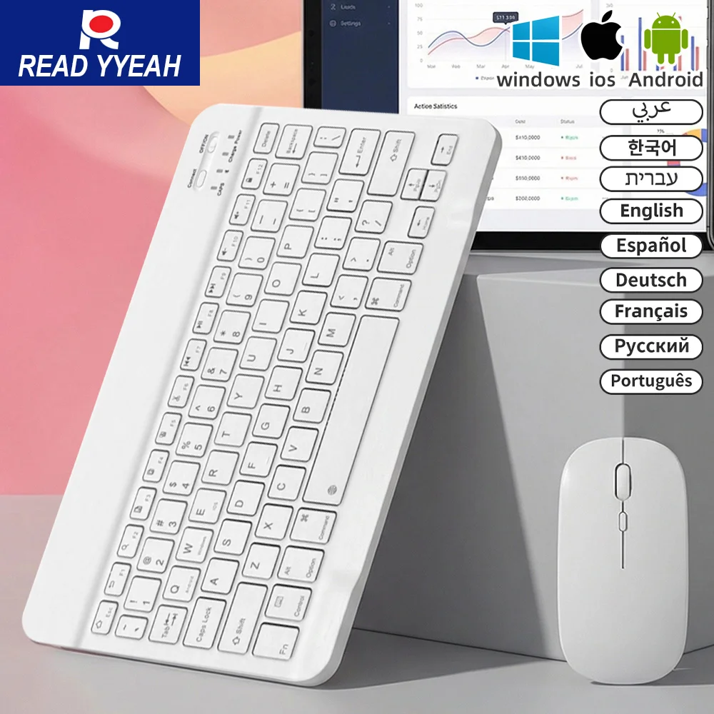 

Bluetooth Wireless Keyboard for Android Ios Windows Tablet Keyboard And Mouse with One Click Switch for Apple iPad Keyboard