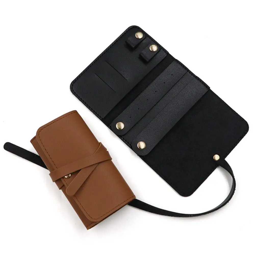 

Practical Foldable Travel Jewelry Bag Portable PU Leather Rings Necklaces Earrings Organizer with Buckle Jewelr Roll Bag
