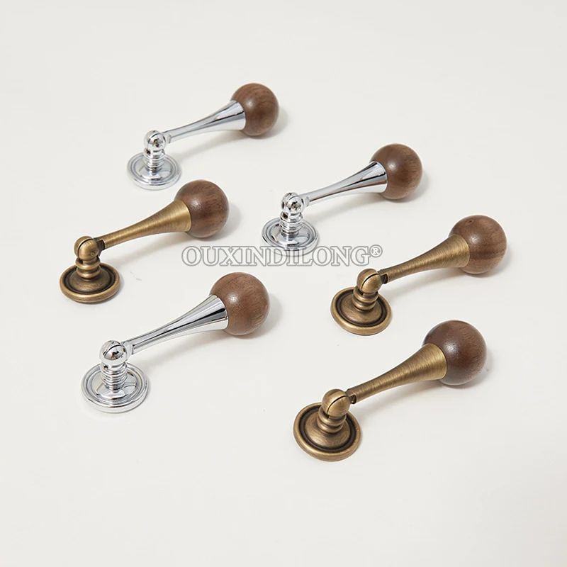 10PCS Solid Brass+WALNUT Pendant Furniture Pulls Handles Drawer Knobs Cupboard Wardrobe Closet Dresser Wine Cabinet Pulls Knobs