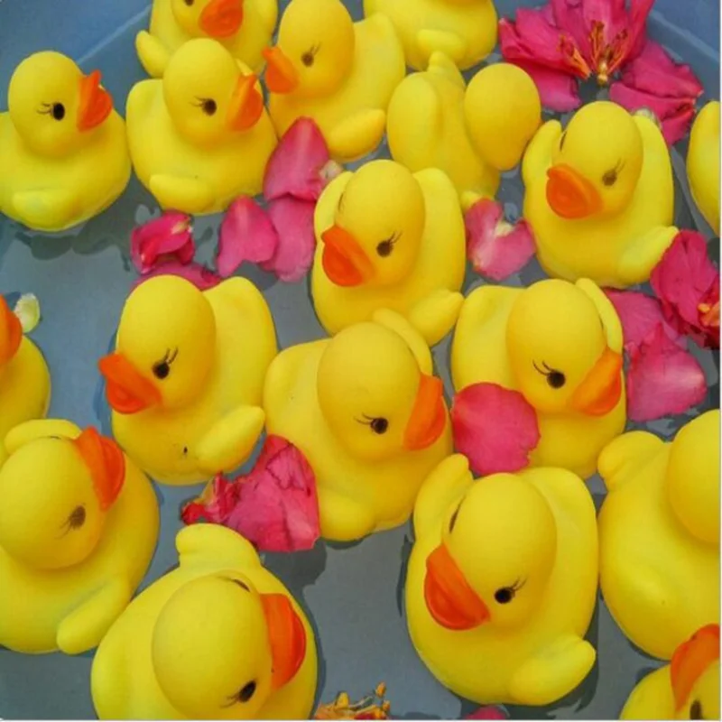 10pcs Children\'s Rubber Duck Squeeze-sounding Dabbling Toys Baby Bathtub Pools Water Game Play  Toys for Kids