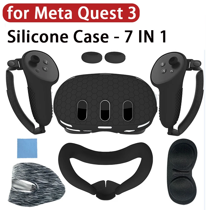 for Meta Quest 3 Silicone Protective Cover Set 7 In 1 Anti-Leakage Nose Pad Mask Case Replacement Vr Silicone Case Accessories