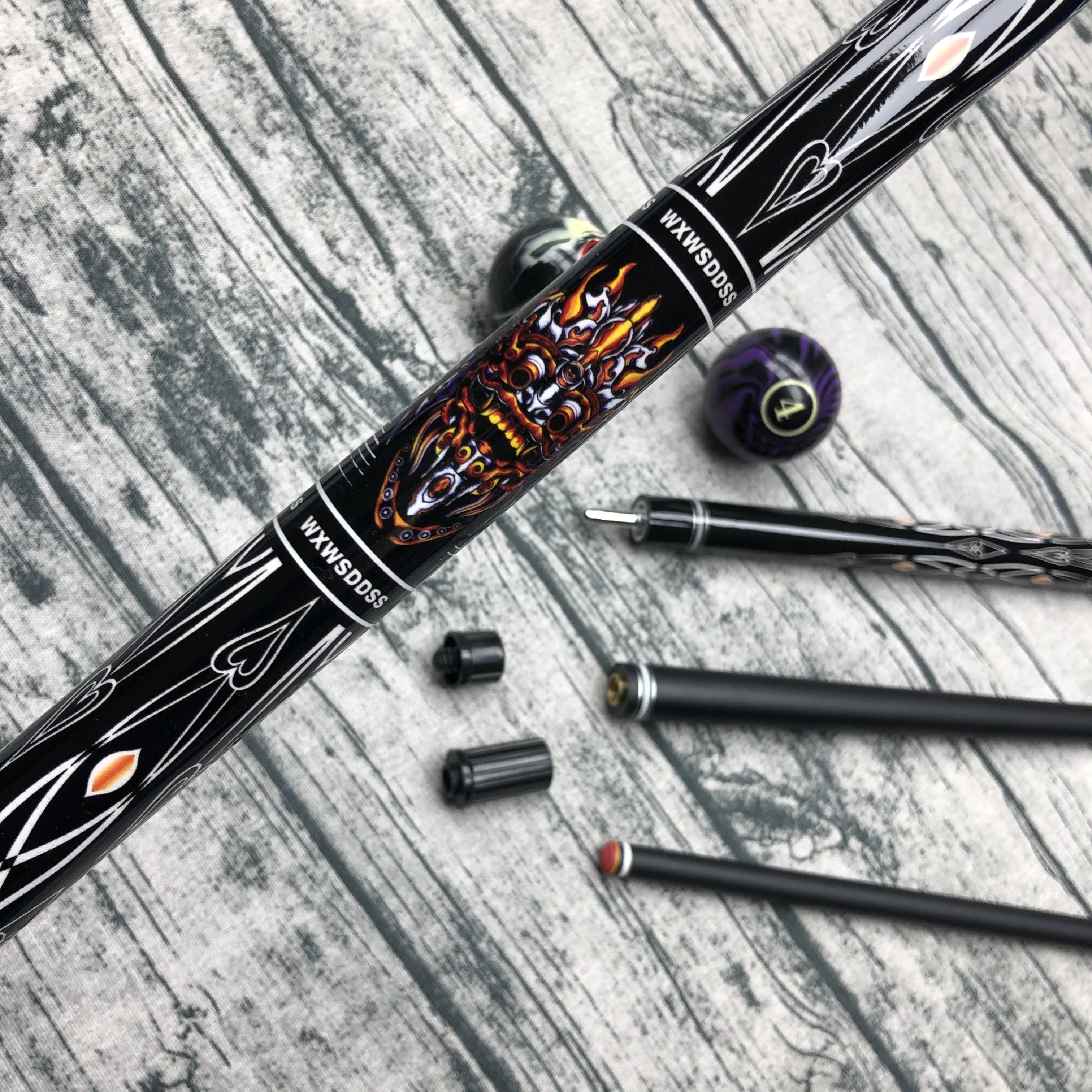 12.5mm Rainbow Tip Fiberglass Pool Cue – 2-Piece Quick-Release Stainless Joint with Caps  &  Premium Billiards Gift