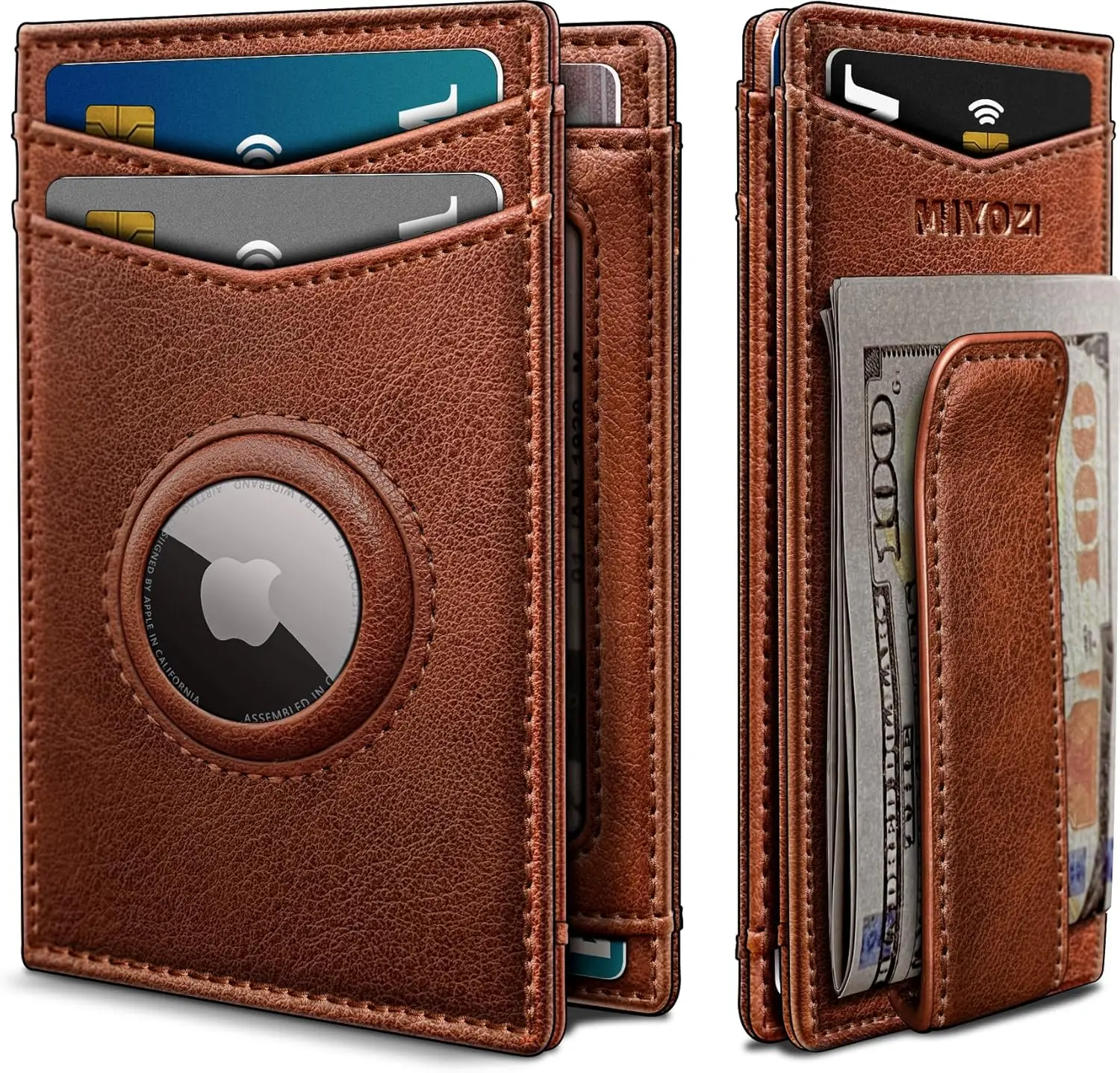 

Slim Front Pocket Wallet with Airtag Slot, Magnetic Closure, Genuine Leather, RFID Blocking, Gift Boxed