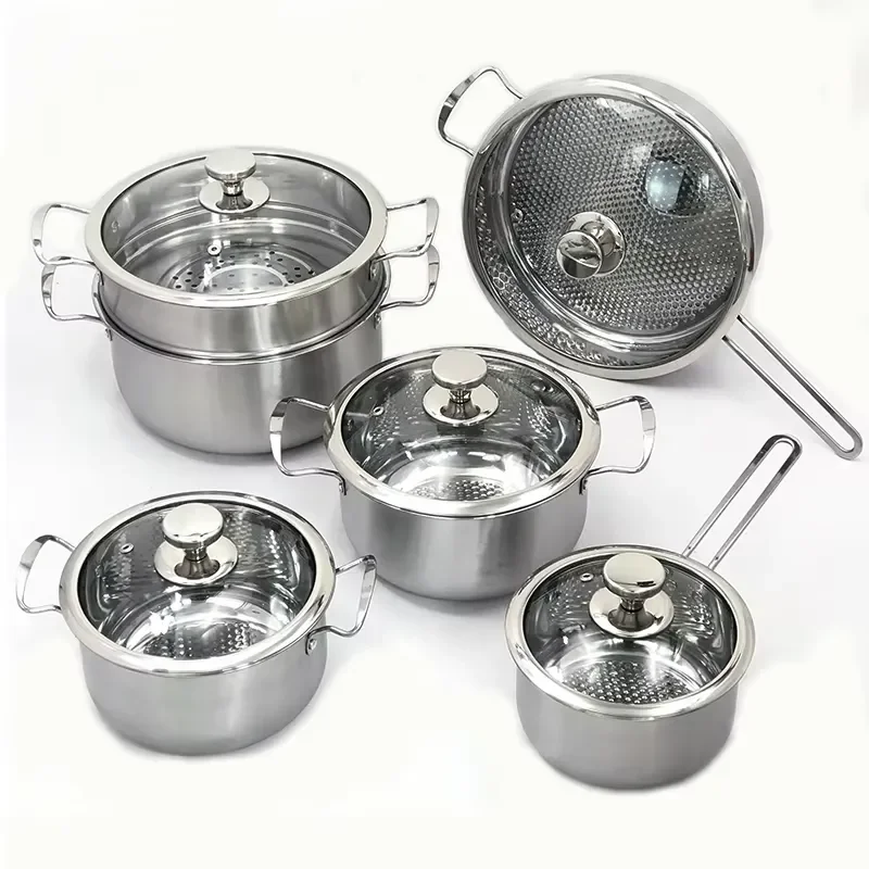 11-Piece Cookware Set Stainless Steel Cooking Pot Cookware Includes Pans and Pans