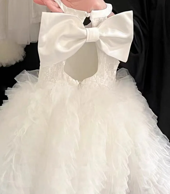 Retail New Baby Summer Girls Boutique Back Bow Flower Dress, Princess Kids Sweet Fashion Dress 3-8T