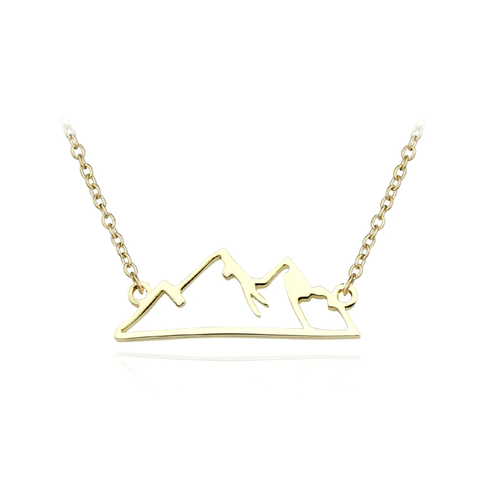 Mountain Peak Shape Hollow Pendant Necklaces Stainless Steel  Charm Jewelry Accessories Gifts  For Women Men