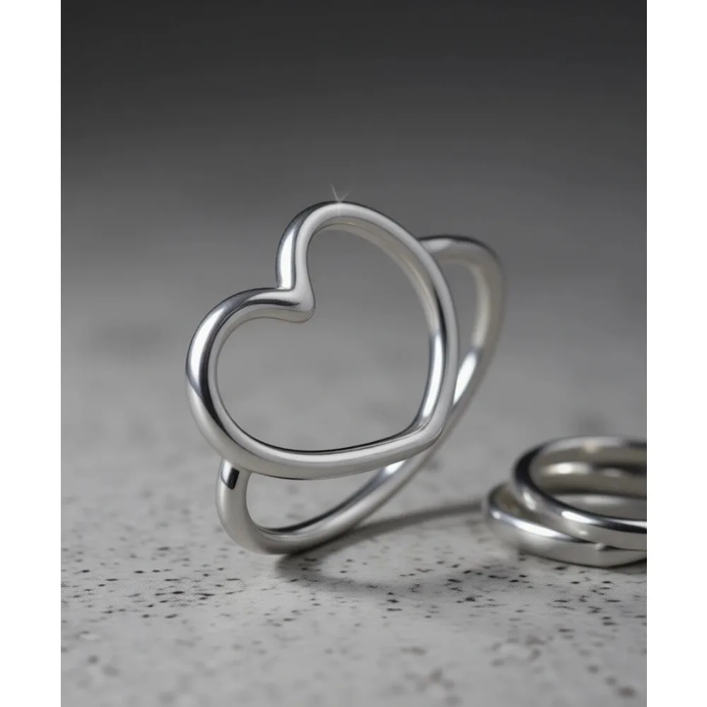 

Простое минималистичное кольцо в форме сердца из стерлингового серебра 925 пробы, свадебное/обручальное украшение для женщин