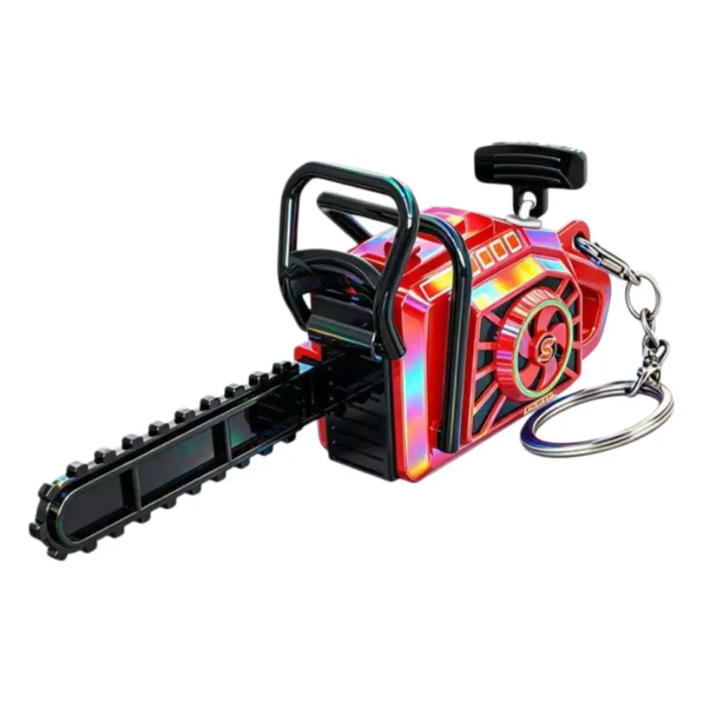 Plastic Electric Saw Keychain Pull Rope Clockwork Power Saw Bag Pendant Portable Realistic Logging Saw Gift Key Decor