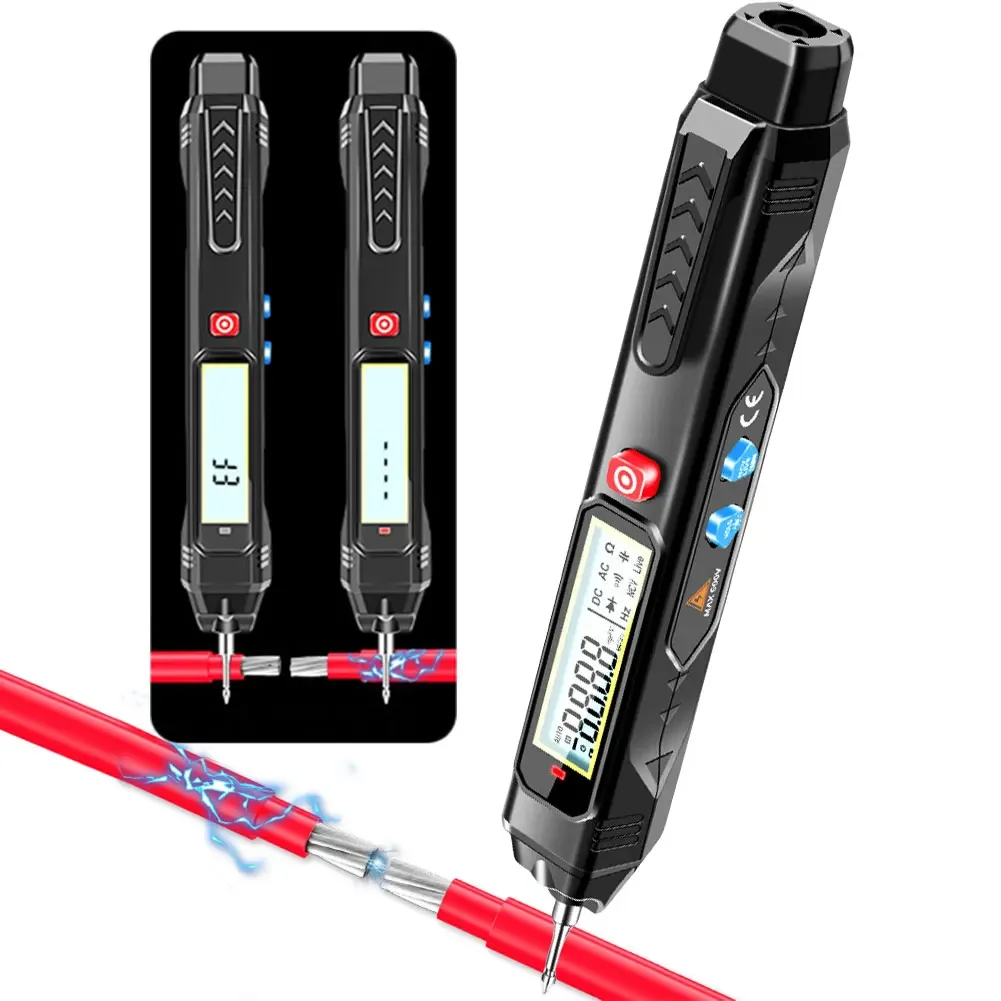 

Детектор напряжения переменного и постоянного тока, высокоточный детектор электрических проводов, ЖК-дисплей, мультиметр, вольтметр, тестер для живых/незварных линий