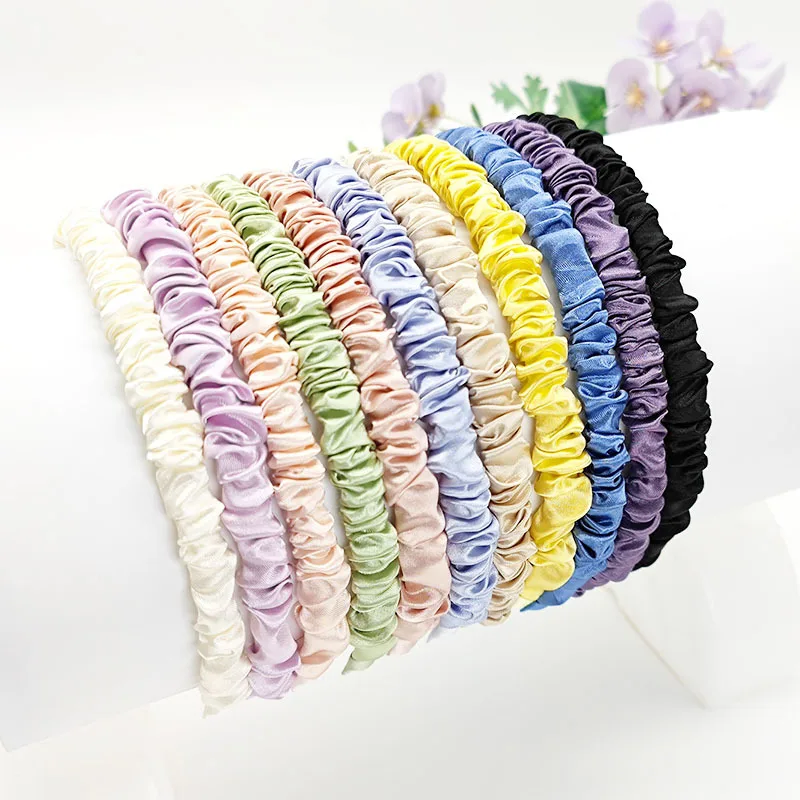 

Minimalist Pleated Hairband for Women Thin Satin Headband Face-Washing Hair Clip Accessory