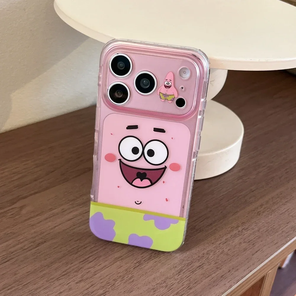 Funda para iPhone 17 Pro 16 15 Pro Max, Diseño de Bob Esponja y Patricio Estrella, Carcasa Rígida Antigolpes