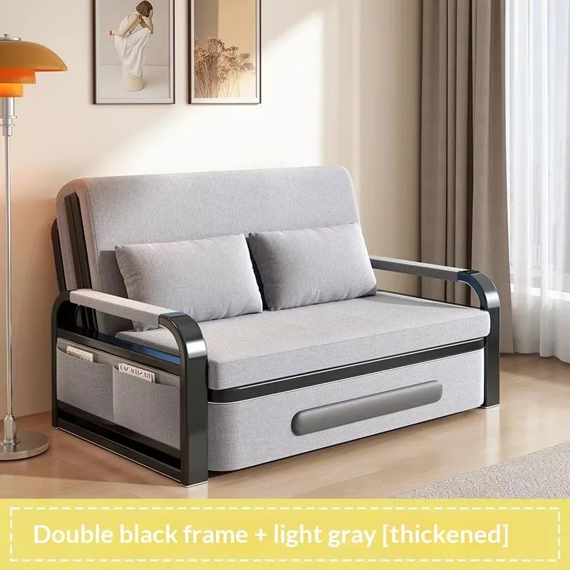 -+Wholesale Modern Sofa Bed Convertible Folding Sleeper Storage Side Pocket Washable Fabric Hotel Bedroom Soft Cooling Living