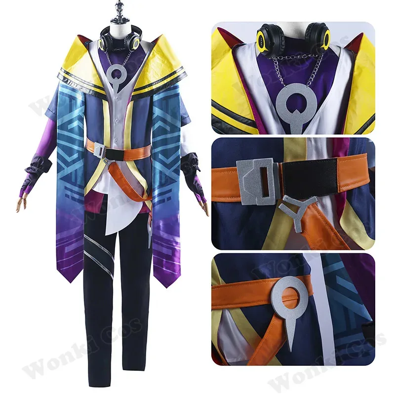 

qq34Game Heartsteel Cosplay Costume Aphelios Wig Green Hair Party Costumes LOL Men Carnival Outfits with Accessories