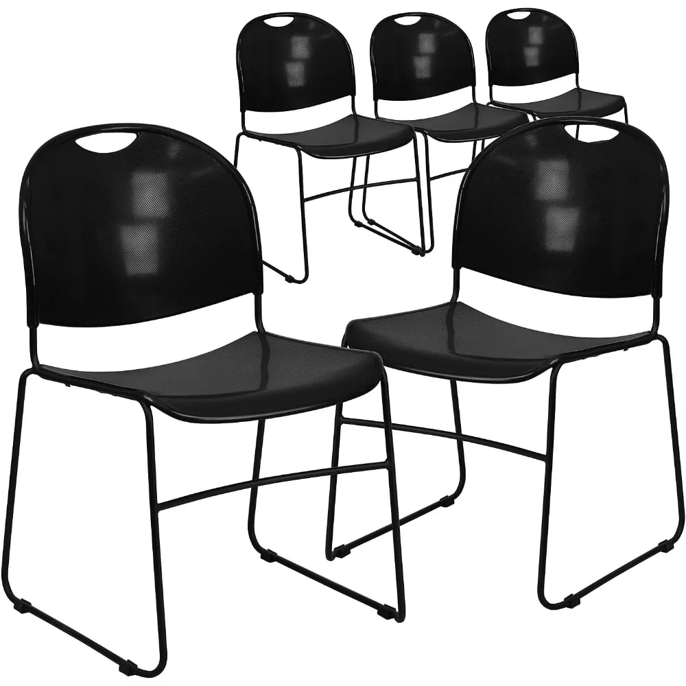 

Hercules Series Ultra-Compact Plastic Stacking Event/Waiting Room Chairs, Ergonomic Lobby Chairs with Contoured Seats, Set of 5