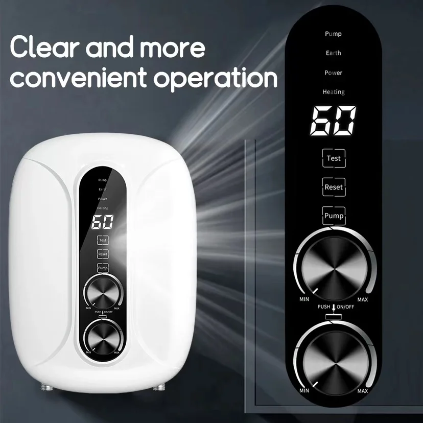 

Instantaneous Water Heater 5500 W Tankless Electric Water Heater with LED Display Fast Heating for Kitchen and Bathroom IPX4