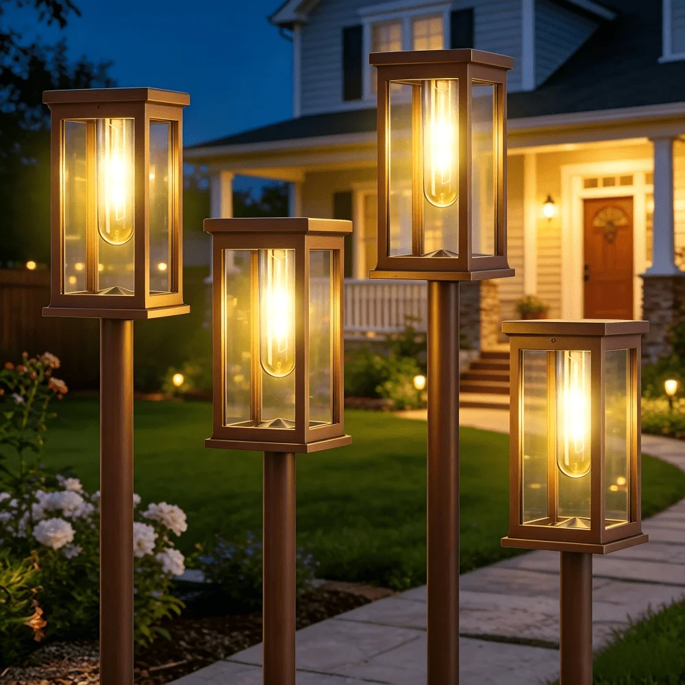 Outdoor Solar Pathway Lights 2X Bigger Brighter Double-Layer Solar Garden Lights for Outside Yard Walkway Driveway