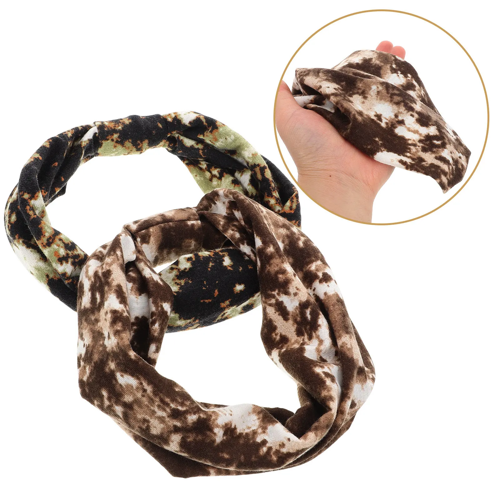 

2 шт. повязки для йоги с эффектом тай-дай, нескользящие, впитывающие пот, для женщин, для спорта, тренировок, бега, фитнеса, эластичные, модные аксессуары для волос