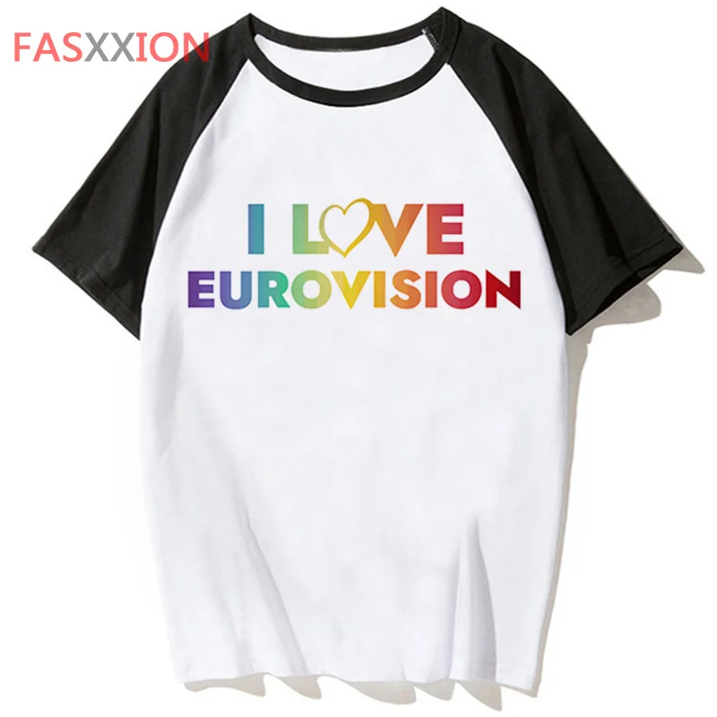 Camiseta con estampado de Eurovision para hombre, ropa de calle divertida, top de manga