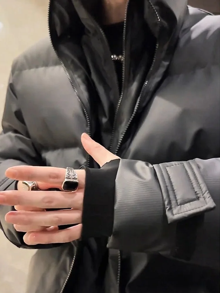 Bla Thiened Cotton Jaet Herren Winter Warm Stehkragen Brot Sle Mantel Jugend Faion Wärme Mantel Reißverschluss Dekoration